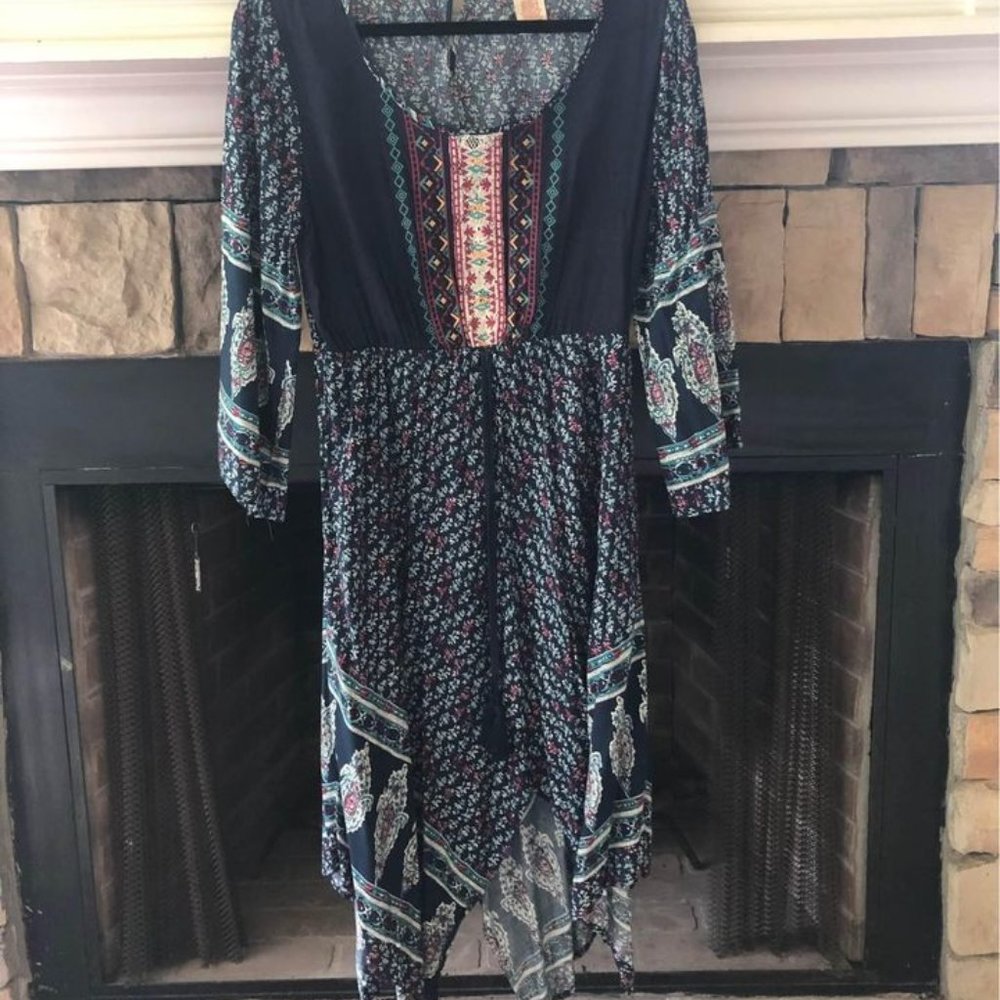 Fun and Flared Navy Blue Dress by Flying Tomato (large)